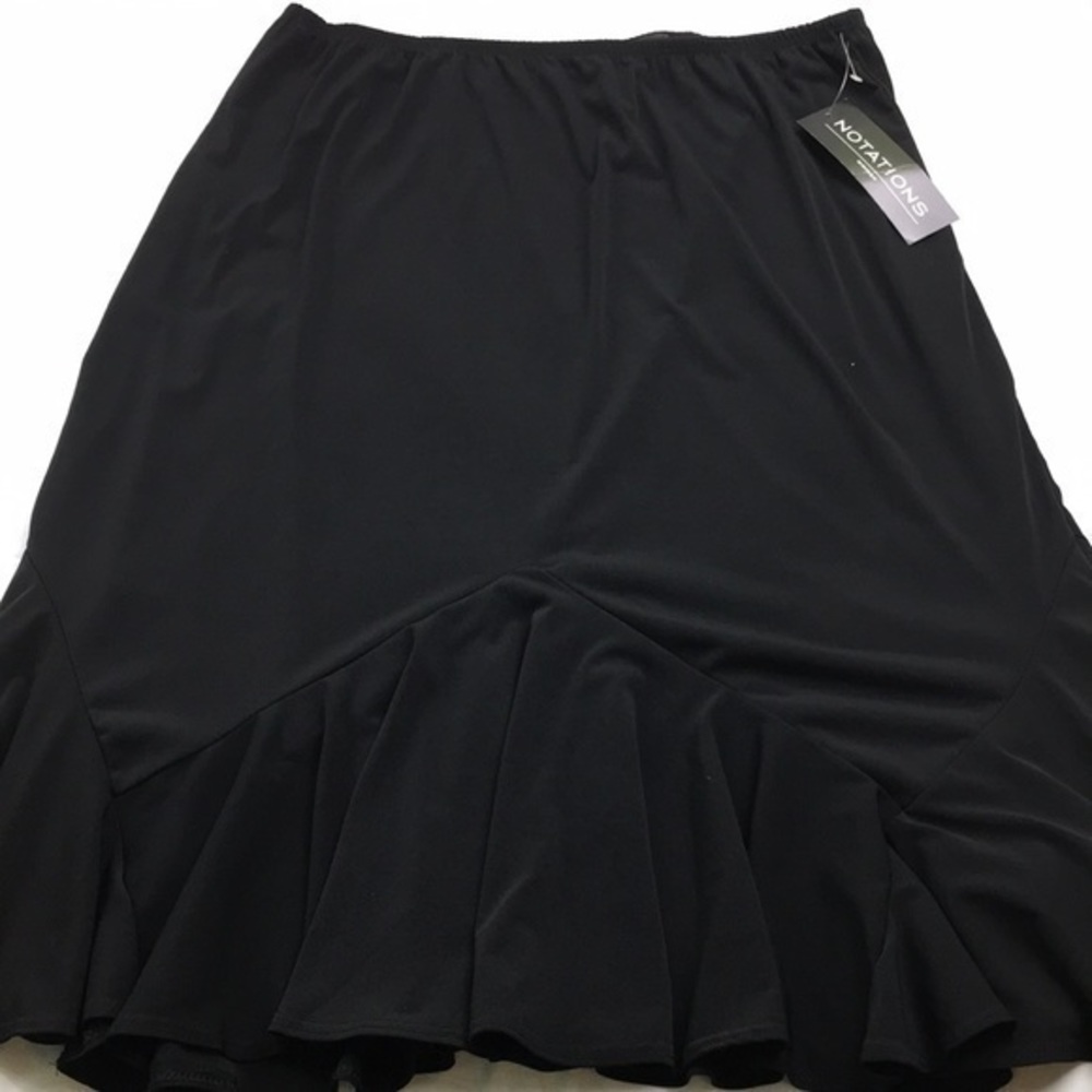 Notations Black Ruffle Hem Skirt